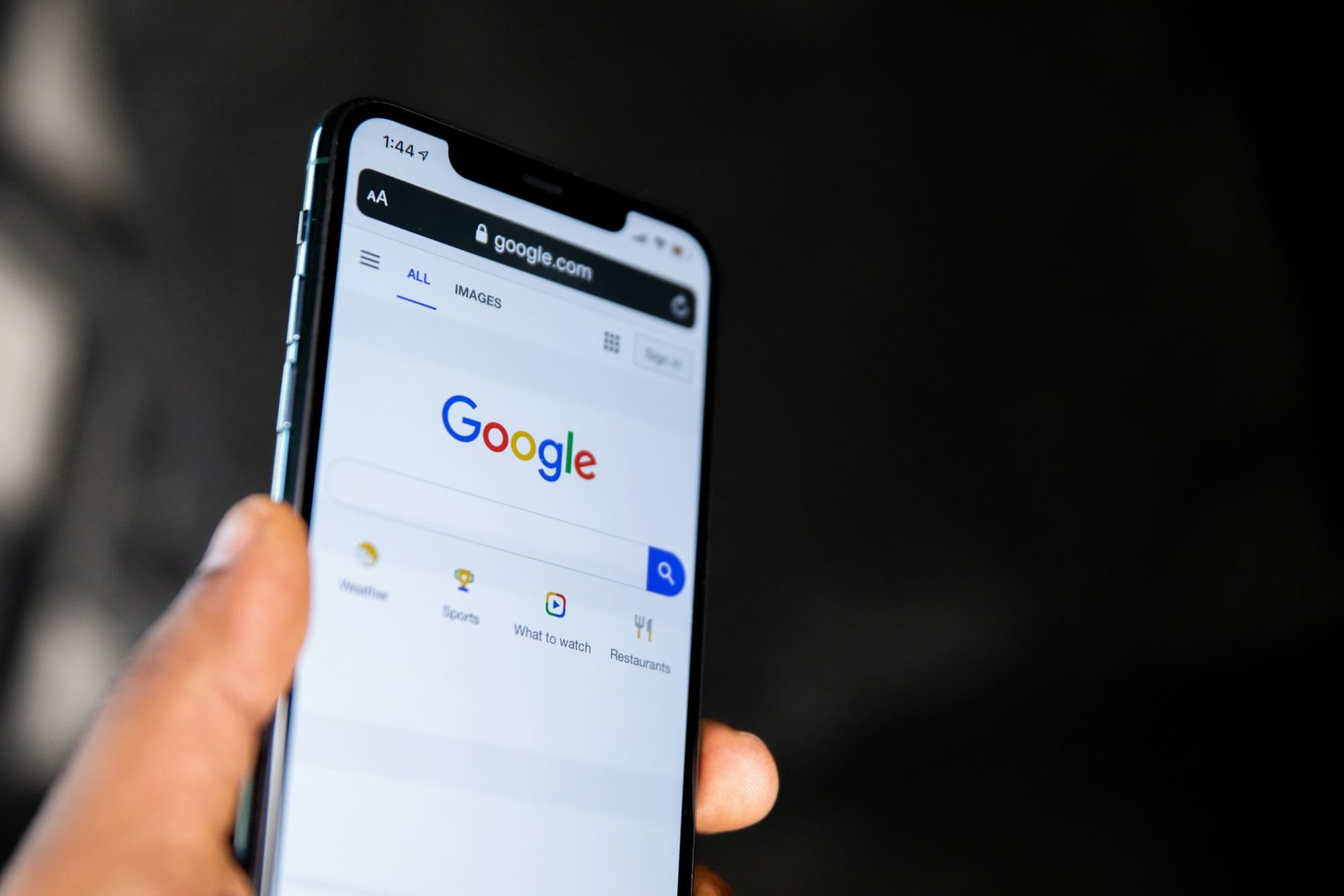 Google search open on a phone